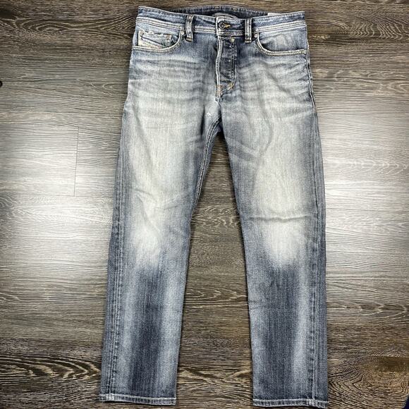 Diesel Safado Jeans Mens 31x30 Medium Wash Distressed Slim Straight Button Fly - Picture 1 of 16
